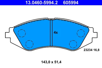 13.0460-5994.2 ATE Комплект тормозных колодок, дисковый тормоз