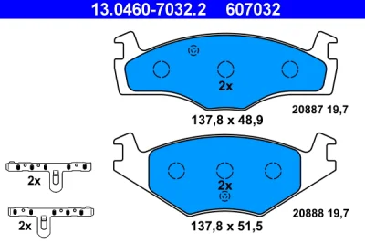 Комплект тормозных колодок, дисковый тормоз ATE 13.0460-7032.2