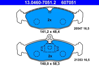 13.0460-7051.2 ATE Комплект тормозных колодок, дисковый тормоз