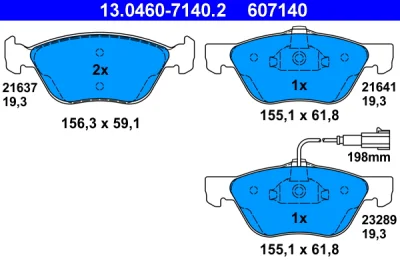 13.0460-7140.2 ATE Комплект тормозных колодок, дисковый тормоз