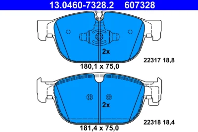 Комплект тормозных колодок, дисковый тормоз ATE 13.0460-7328.2