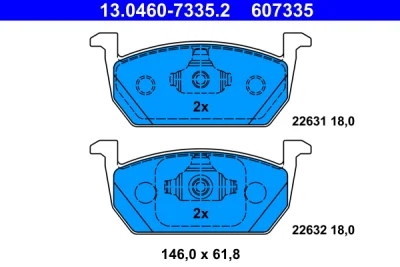 Комплект тормозных колодок, дисковый тормоз ATE 13.0460-7335.2
