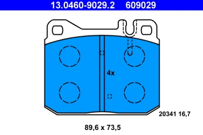 Комплект тормозных колодок, дисковый тормоз ATE 13.0460-9029.2