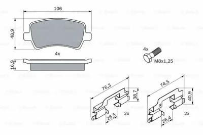 0 986 494 213 BOSCH Комплект тормозных колодок, дисковый тормоз