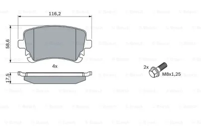 0 986 494 303 BOSCH Комплект тормозных колодок, дисковый тормоз