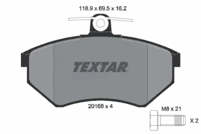 2016801 TEXTAR Комплект тормозных колодок, дисковый тормоз