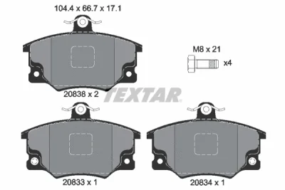 2083302 TEXTAR Комплект тормозных колодок, дисковый тормоз