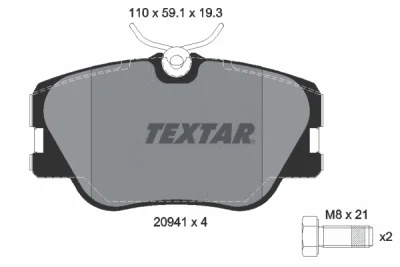 2094102 TEXTAR Комплект тормозных колодок, дисковый тормоз