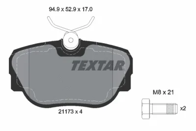 2117302 TEXTAR Комплект тормозных колодок, дисковый тормоз
