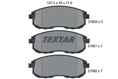 Комплект тормозных колодок, дисковый тормоз TEXTAR 2156101