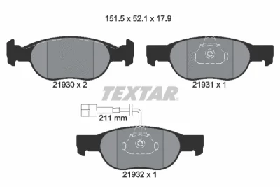 2193002 TEXTAR Комплект тормозных колодок, дисковый тормоз