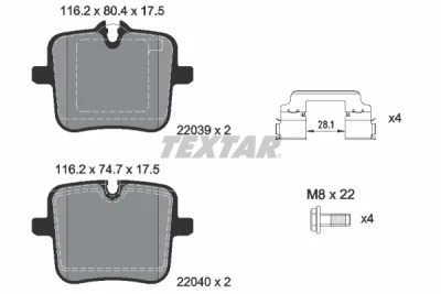 Комплект тормозных колодок, дисковый тормоз TEXTAR 2203901