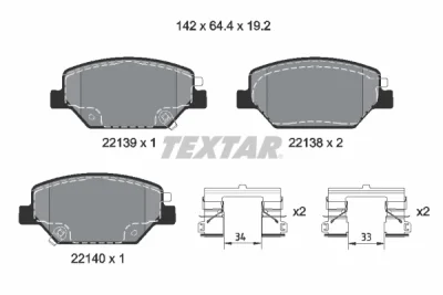 2213901 TEXTAR Комплект тормозных колодок, дисковый тормоз
