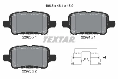 Комплект тормозных колодок, дисковый тормоз TEXTAR 2292301