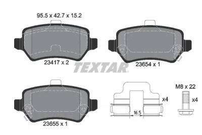 2341703 TEXTAR Комплект тормозных колодок, дисковый тормоз