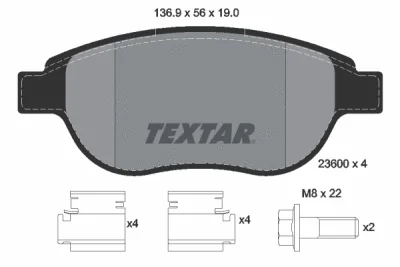 2360001 TEXTAR Комплект тормозных колодок, дисковый тормоз