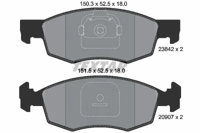 Комплект тормозных колодок, дисковый тормоз TEXTAR 2384201