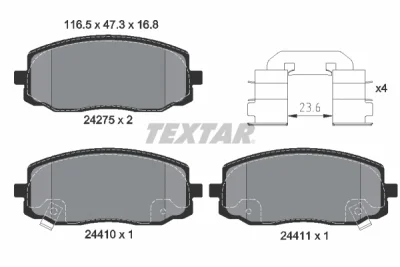 2427501 TEXTAR Комплект тормозных колодок, дисковый тормоз
