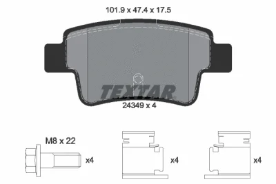 Комплект тормозных колодок, дисковый тормоз TEXTAR 2434901