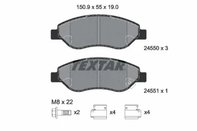 Комплект тормозных колодок, дисковый тормоз TEXTAR 2455001