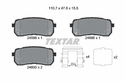 2459904 TEXTAR Комплект тормозных колодок, дисковый тормоз