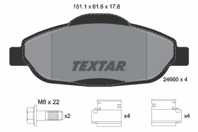 2466001 TEXTAR Комплект тормозных колодок, дисковый тормоз