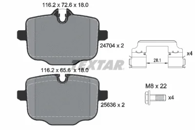 Комплект тормозных колодок, дисковый тормоз TEXTAR 2470401