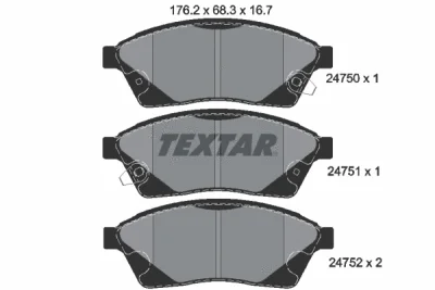 2475001 TEXTAR Комплект тормозных колодок, дисковый тормоз