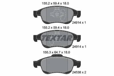Комплект тормозных колодок, дисковый тормоз TEXTAR 2491401