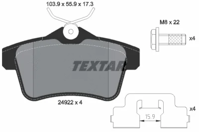 2492201 TEXTAR Комплект тормозных колодок, дисковый тормоз