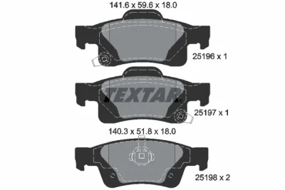 Комплект тормозных колодок, дисковый тормоз TEXTAR 2519601