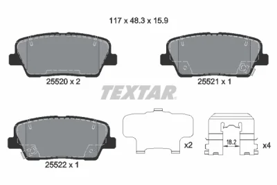 Комплект тормозных колодок, дисковый тормоз TEXTAR 2552001