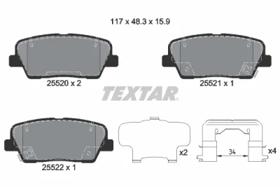 Комплект тормозных колодок, дисковый тормоз TEXTAR 2552003