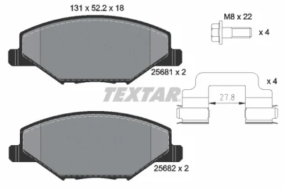 Комплект тормозных колодок, дисковый тормоз TEXTAR 2568101