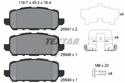 Комплект тормозных колодок, дисковый тормоз TEXTAR 2594701
