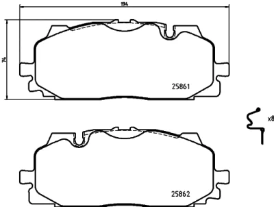 Комплект тормозных колодок, дисковый тормоз BREMBO P 85 165