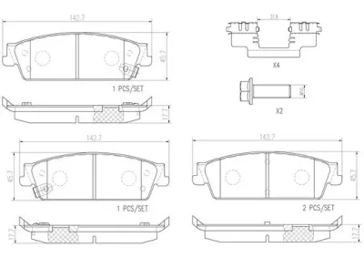 P10045N BREMBO Комплект тормозных колодок, дисковый тормоз