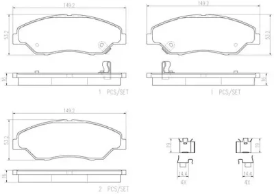 P30015N BREMBO Комплект тормозных колодок, дисковый тормоз