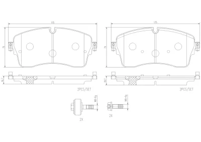 P44028N BREMBO Комплект тормозных колодок, дисковый тормоз