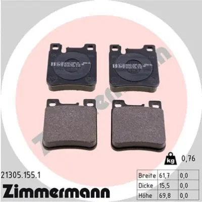 Комплект тормозных колодок, дисковый тормоз ZIMMERMANN 21305.155.1