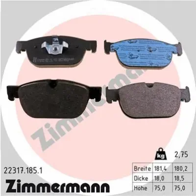 Комплект тормозных колодок, дисковый тормоз ZIMMERMANN 22317.185.1
