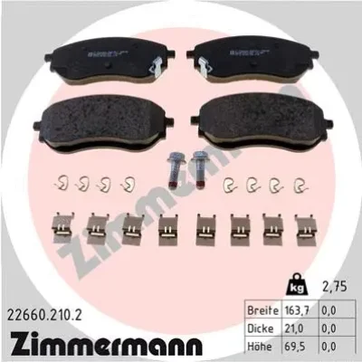 Комплект тормозных колодок, дисковый тормоз ZIMMERMANN 22660.210.2