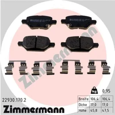 Комплект тормозных колодок, дисковый тормоз ZIMMERMANN 22930.170.2
