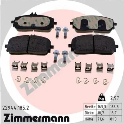 Комплект тормозных колодок, дисковый тормоз ZIMMERMANN 22944.185.2