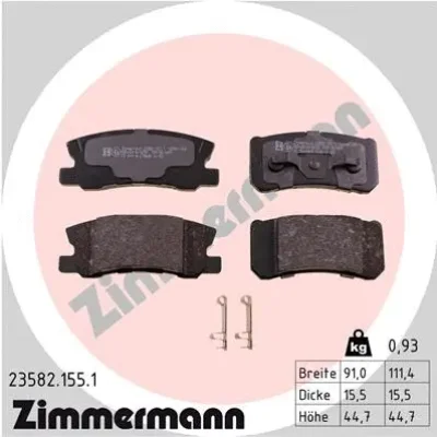 Комплект тормозных колодок, дисковый тормоз ZIMMERMANN 23582.155.1