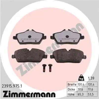Комплект тормозных колодок, дисковый тормоз ZIMMERMANN 23915.975.1