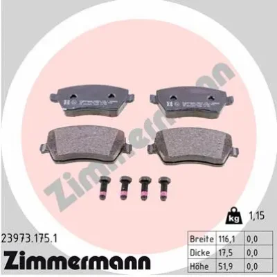 23973.175.1 ZIMMERMANN Комплект тормозных колодок, дисковый тормоз