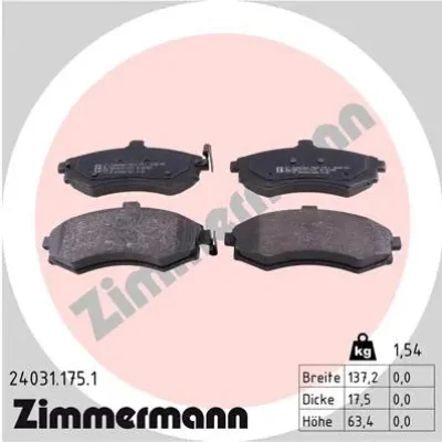 24031.175.1 ZIMMERMANN Комплект тормозных колодок, дисковый тормоз