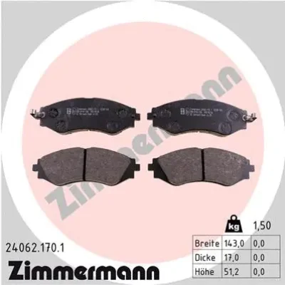 24062.170.1 ZIMMERMANN Комплект тормозных колодок, дисковый тормоз