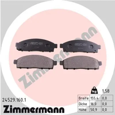 Комплект тормозных колодок, дисковый тормоз ZIMMERMANN 24529.160.1